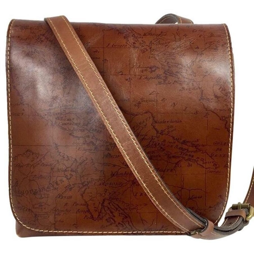 Patricia Nash Granada Signature Map Print Riot Rust Crossbody Shoulder Bag